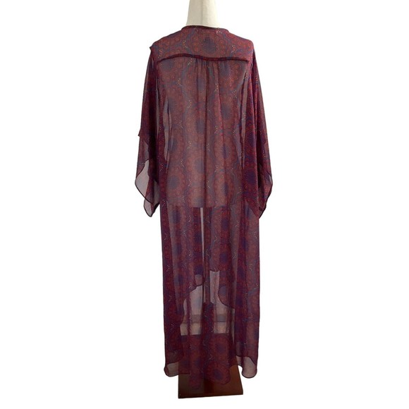 Band of Gypsies Women Size Small Medium Cover Up Bohemian Maroon Sheer 7-364P - Picture 3 of 5